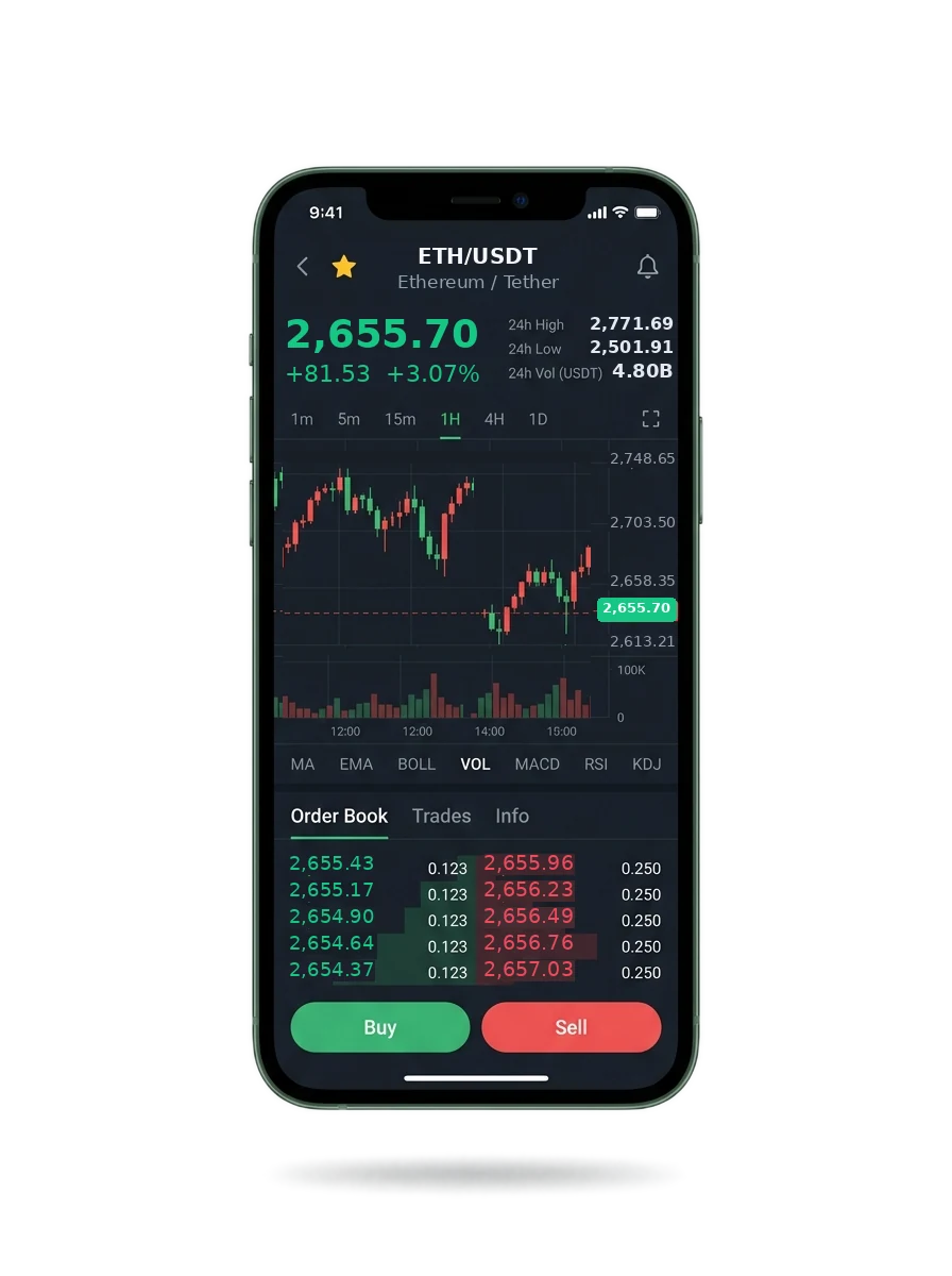 Mobile app screen showing a portfolio summary and a message thread with an account manager